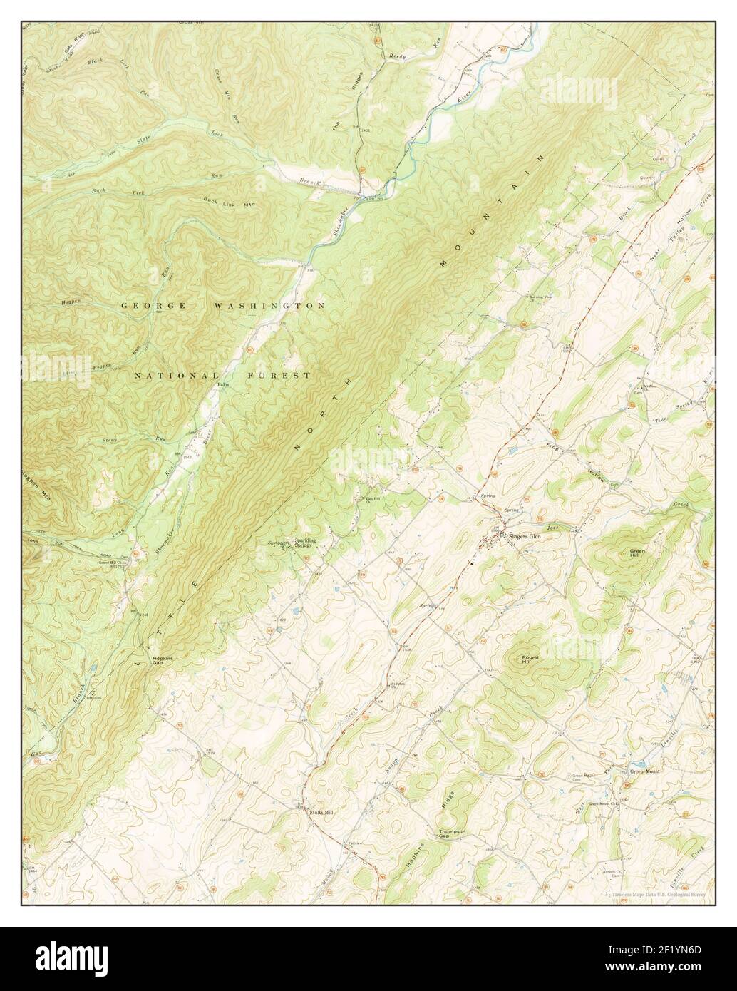 Singers Glen, Virginia, map 1967, 124000, United States of America by