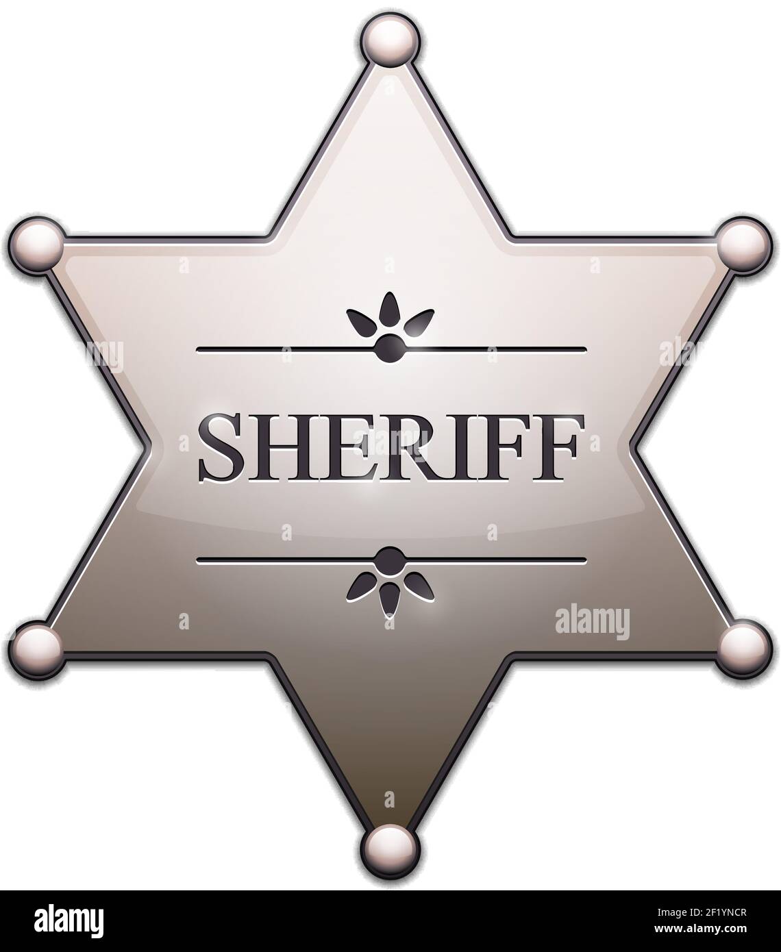 Sheriff Star with shadow isolated on white. Vector Illustration. EPS10 opacity Stock Vector