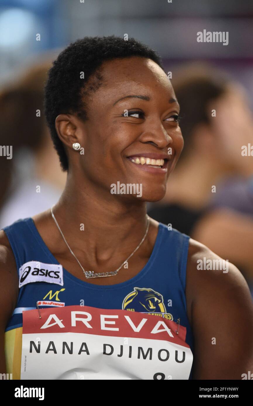 Antoinette Nana Djimou Ida (FRA) competes on Shot Put final during the French Championships Indoor Aubiere 2015, at Jean-Pellez Stadium in Clermont-Ferrand, France, on February 20-21, 2015. Photo Stephane Kempinaire / KMSP / DPPI Stock Photo