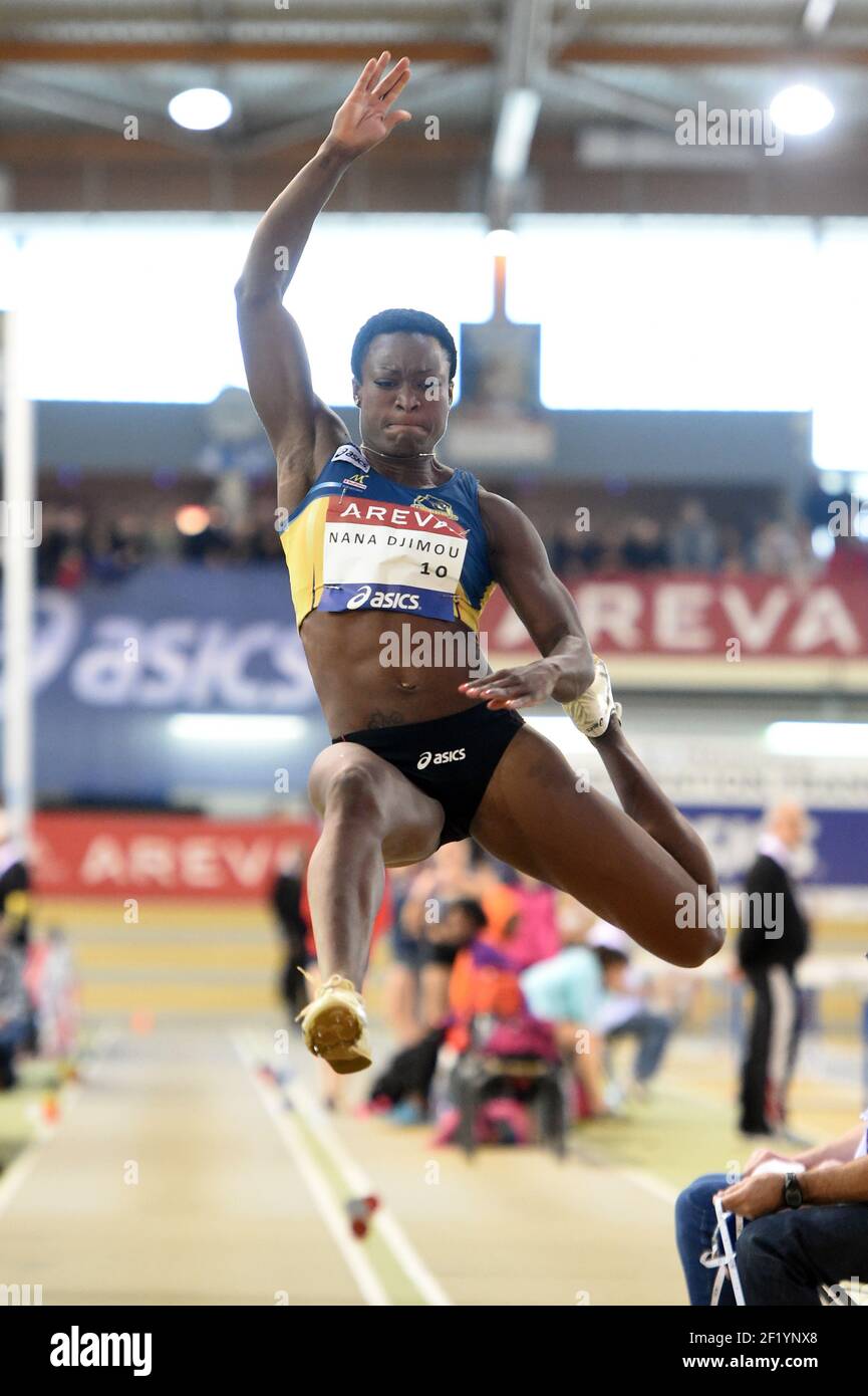Antoinette Nana Djimou (FRA) competes on Long Jump during the French Championships Indoor Aubiere 2015, at Jean-Pellez Stadium in Clermont-Ferrand, France, on February 20-21, 2015. Photo Stephane Kempinaire / KMSP / DPPI Stock Photo