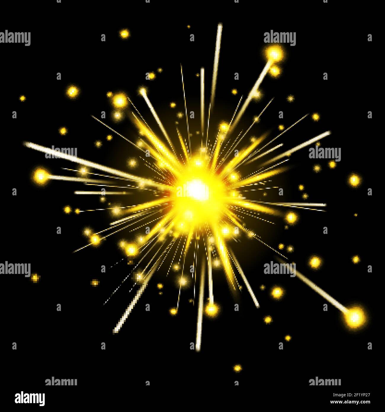 Glowing party sparkler. Firework for holiday, sparkler fire, celebration spark, vector illustration Stock Vector