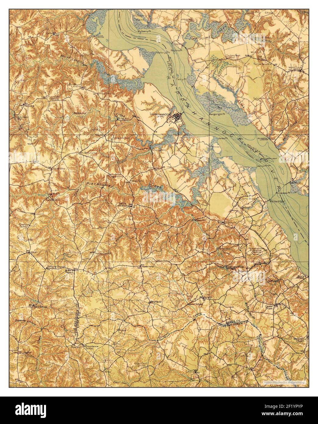Tappahannock, Virginia, map 1918, 1:62500, United States of America by Timeless Maps, data U.S. Geological Survey Stock Photo
