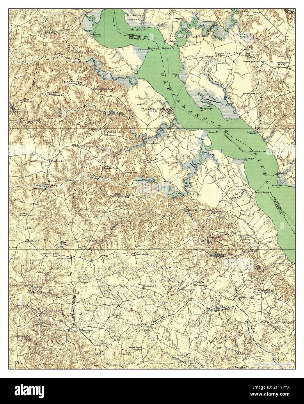 Tappahannock, Virginia, map 1919, 1:62500, United States of America by Timeless Maps, data U.S. Geological Survey Stock Photo