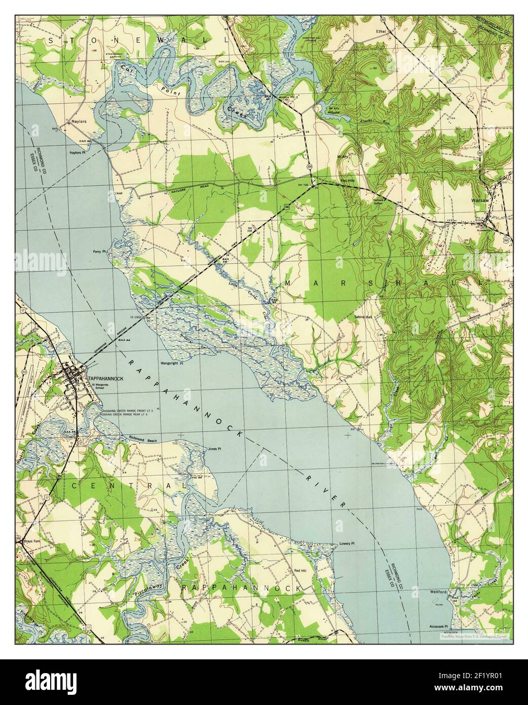 Tappahannock, Virginia, map 1944, 1:31680, United States of America by Timeless Maps, data U.S. Geological Survey Stock Photo