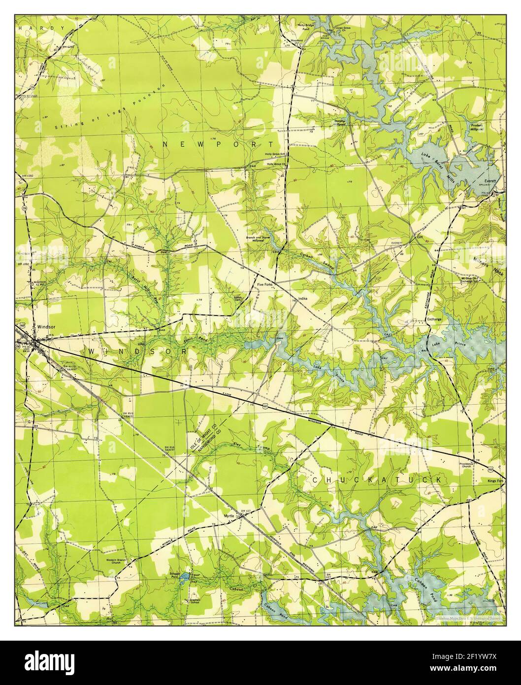 Windsor, Virginia, map 1944, 131680, United States of America by Timeless Maps, data U.S