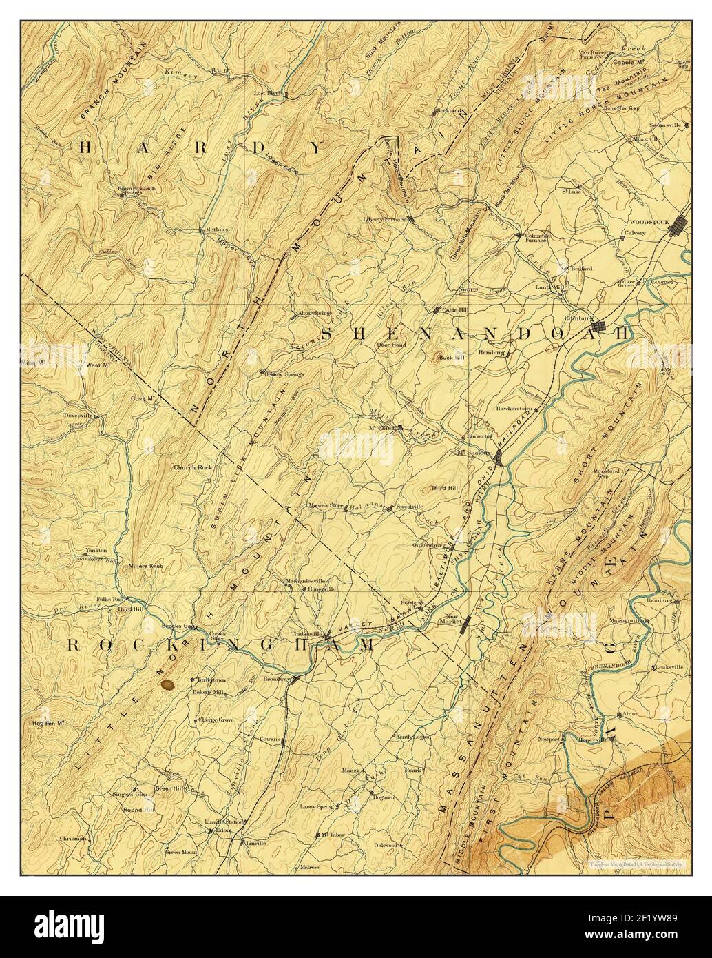 Woodstock, Virginia, map 1892, 1125000, United States of America by