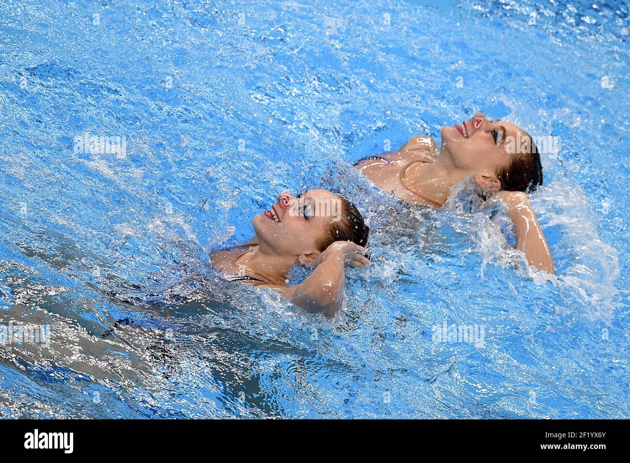 Charlotte Tremble and Laura Tremble of France compete in Synchronized