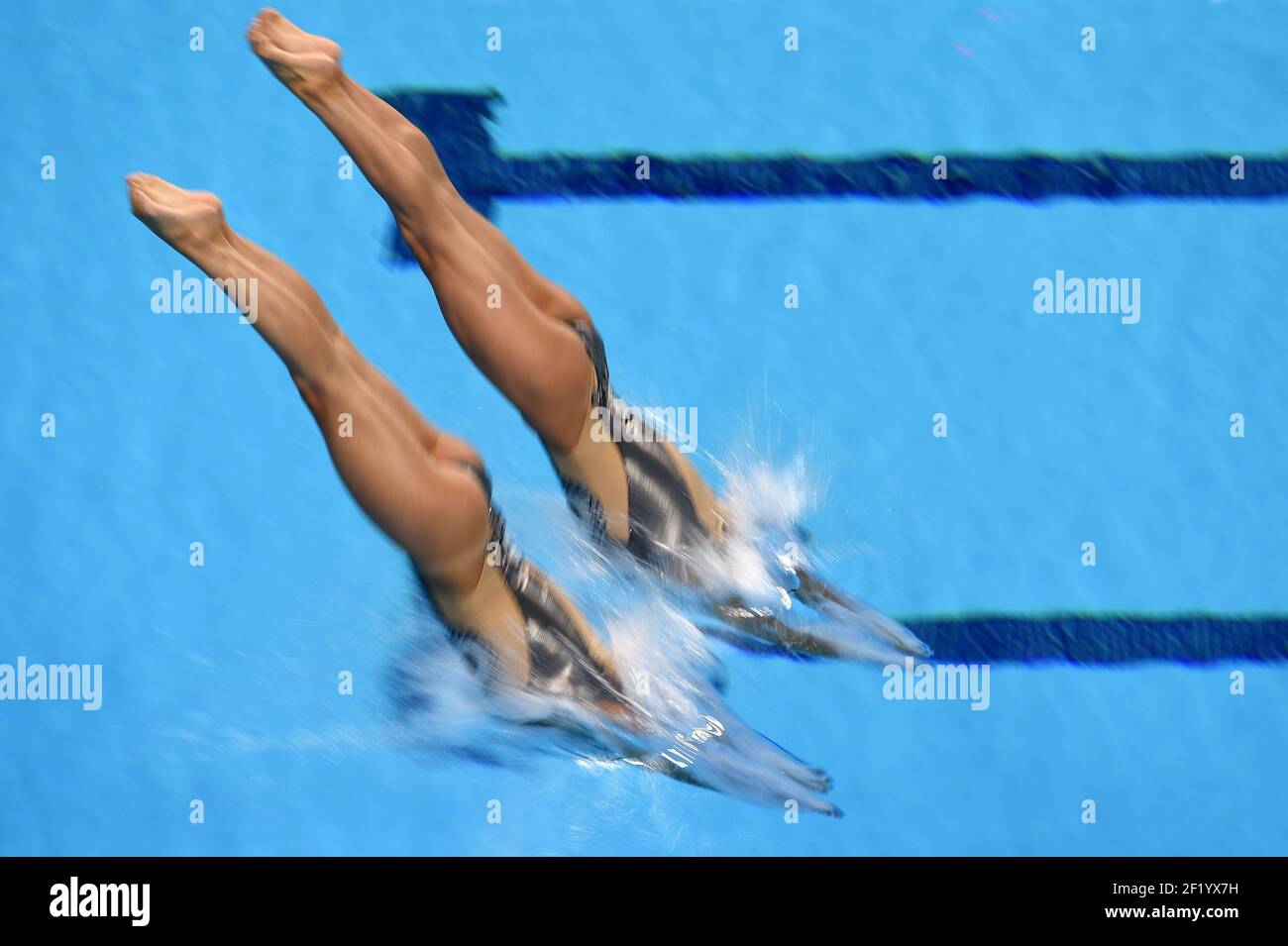 Giana Gkeorgkieva and Athanasia Tsola of Greece compete in Synchronized Swimming, duets qualification free routine, during the 1st European Olympic Games 2015 in Baku, Azerbaijan, Day 0, on June 12, 2015 - Photo Philippe Millereau / KMSP / DPPI Stock Photo