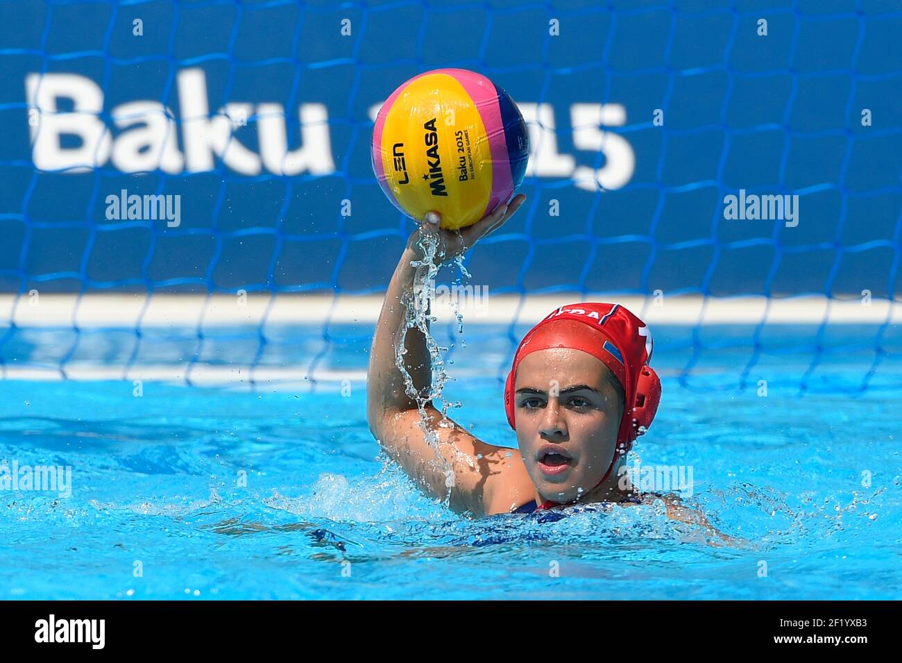 Andrea Soulard of France compete in water polo agains Italie during the 1st  European Olympic Games 2015 in Baku, Azerbaijan, Day 0, on June 12, 2015 -  Photo Julien Crosnier / KMSP / DPPI Stock Photo - Alamy