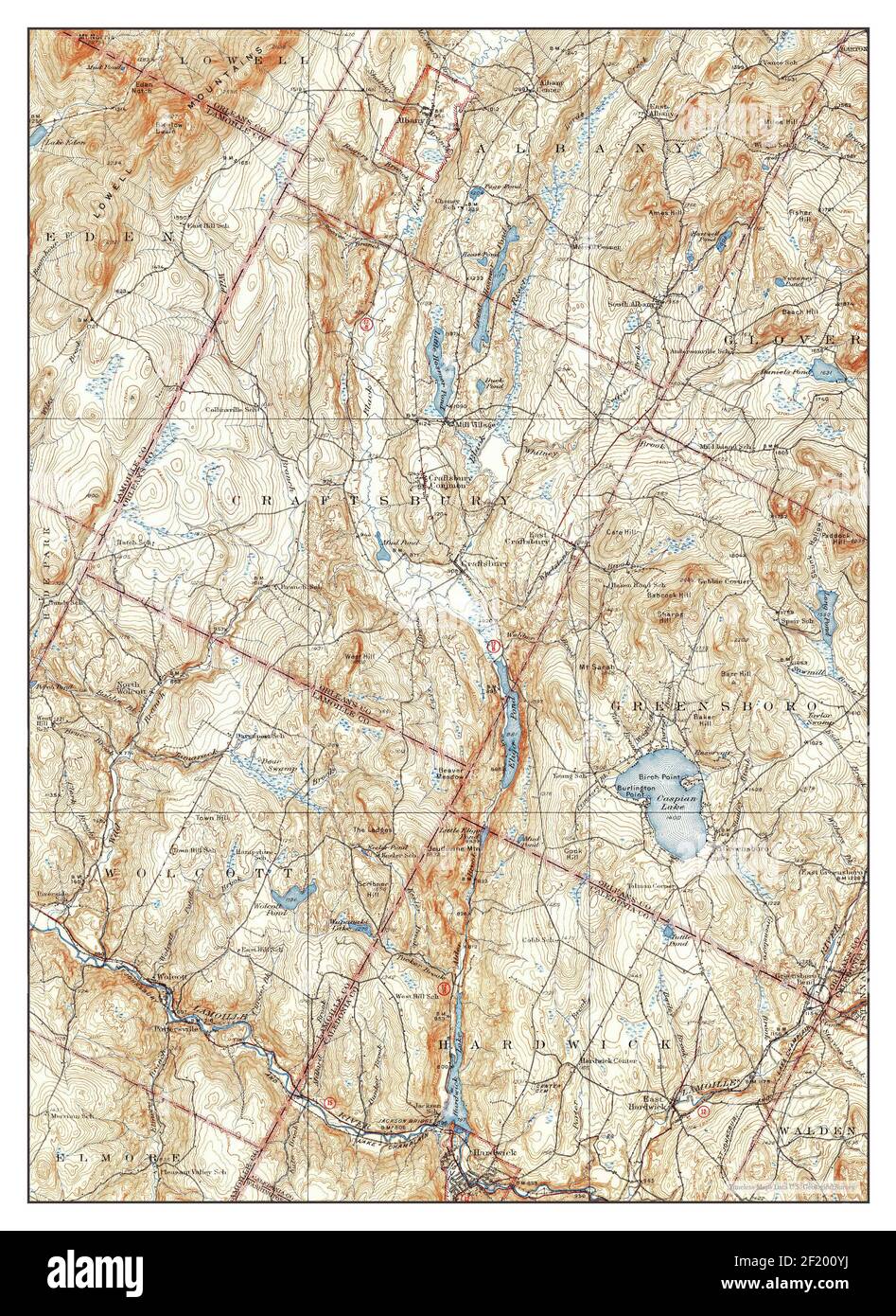 Hardwick, Vermont, map 1938, 1:62500, United States of America by Timeless Maps, data U.S. Geological Survey Stock Photo