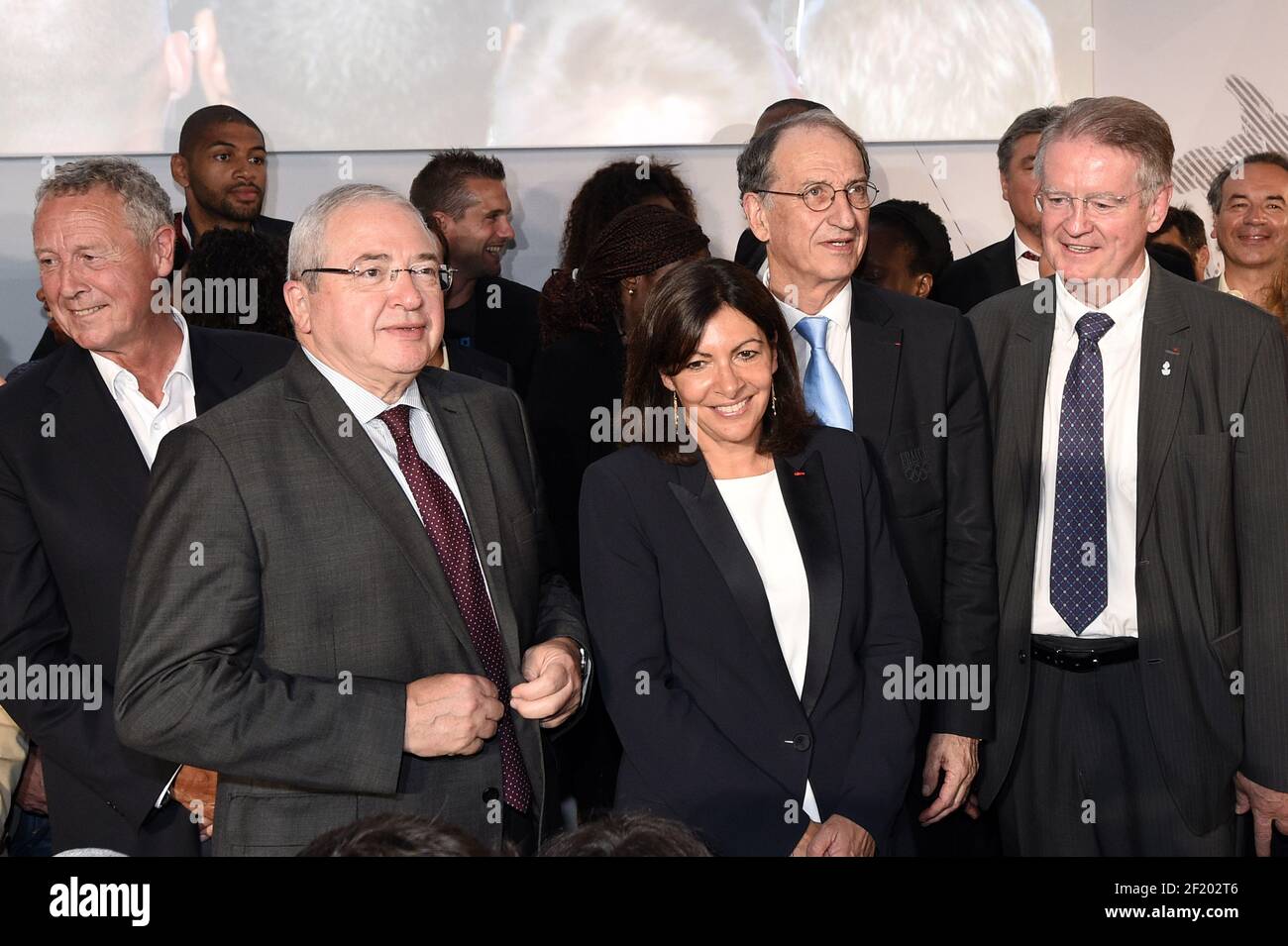 Guy Drut, Jean-Paul Huchon, Anne Hidalgo, Denis Massiglia, Bernard Lapasset  during the official launch of