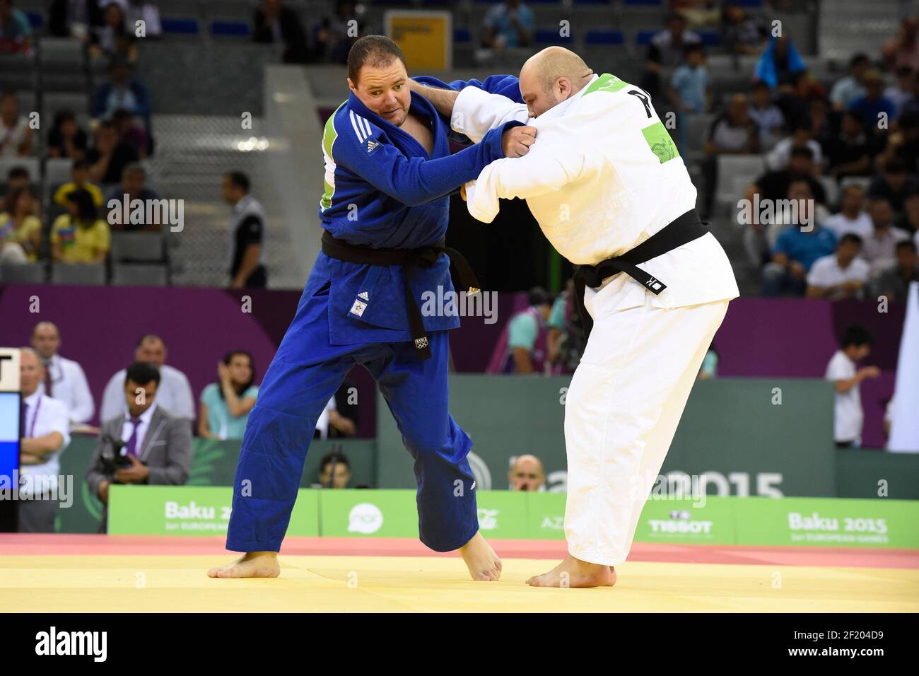 Julien Taurines of France (blue) competes in Judo Blind Men's +90kg against Aleksandr Parasiuk of Russia (white) during the 1st European Games 2015 in Baku, Azerbaijan, Day 14, on June 26, 2015 - Photo Jean-Marie Hervio / KMSP / DPPI Stock Photo