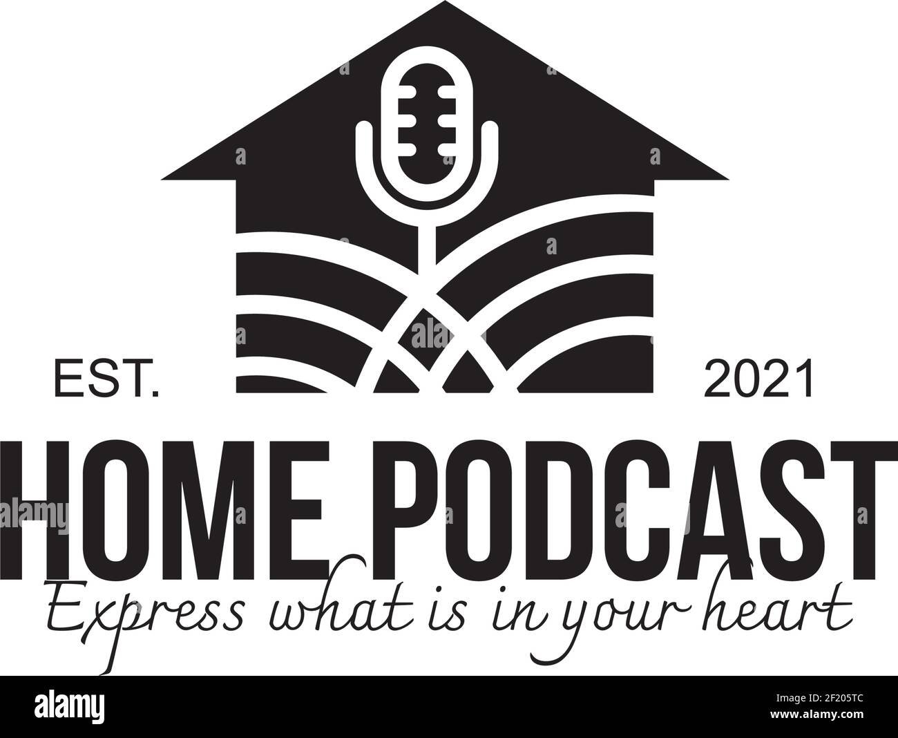 Home podcast logo design vector template Stock Vector