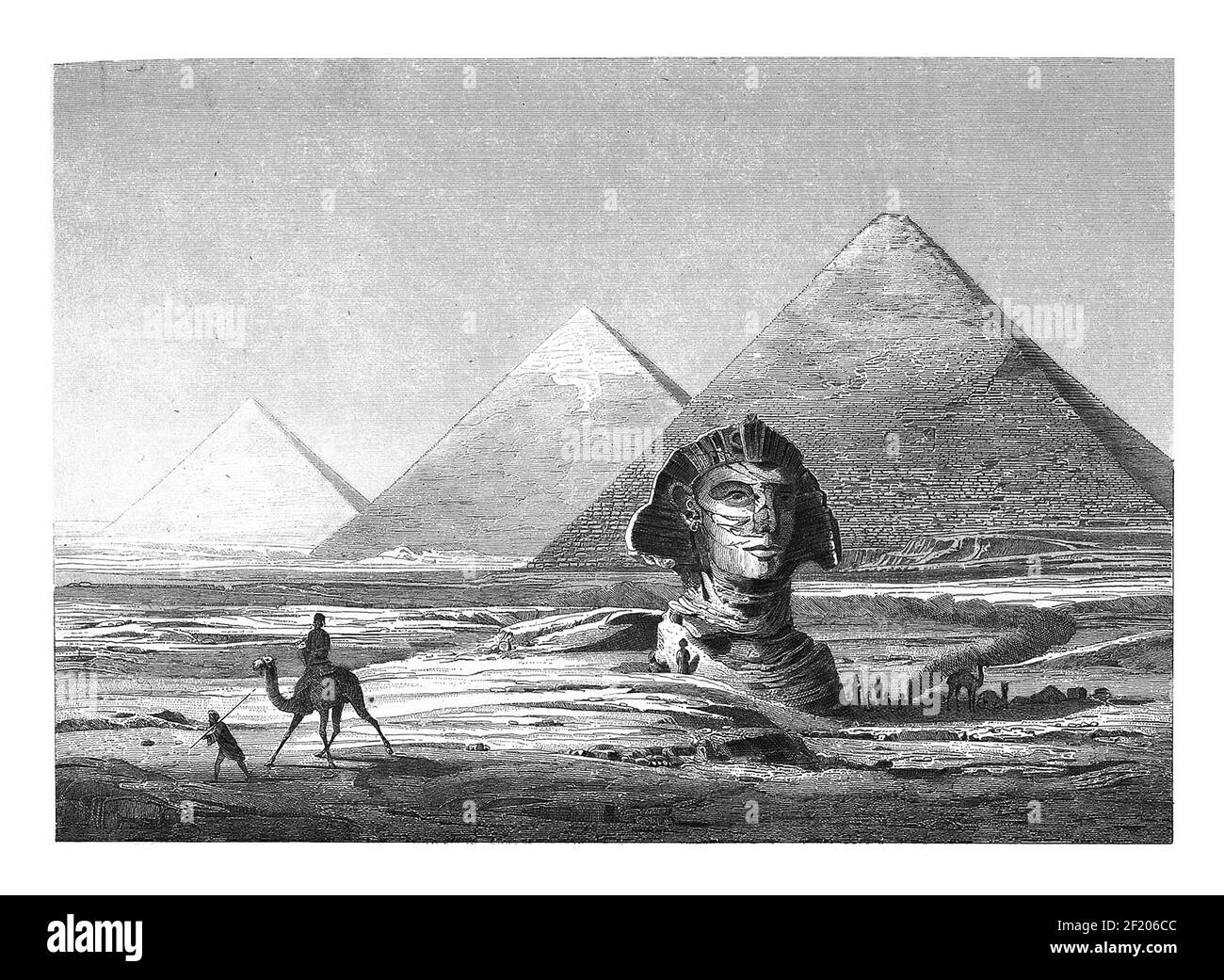 Antique engraving of Giza Necropolis in Egypt. Published in Systematischer Bilder-Atlas zum Conversations-Lexikon, Ikonographische Encyklopaedie der W Stock Photo