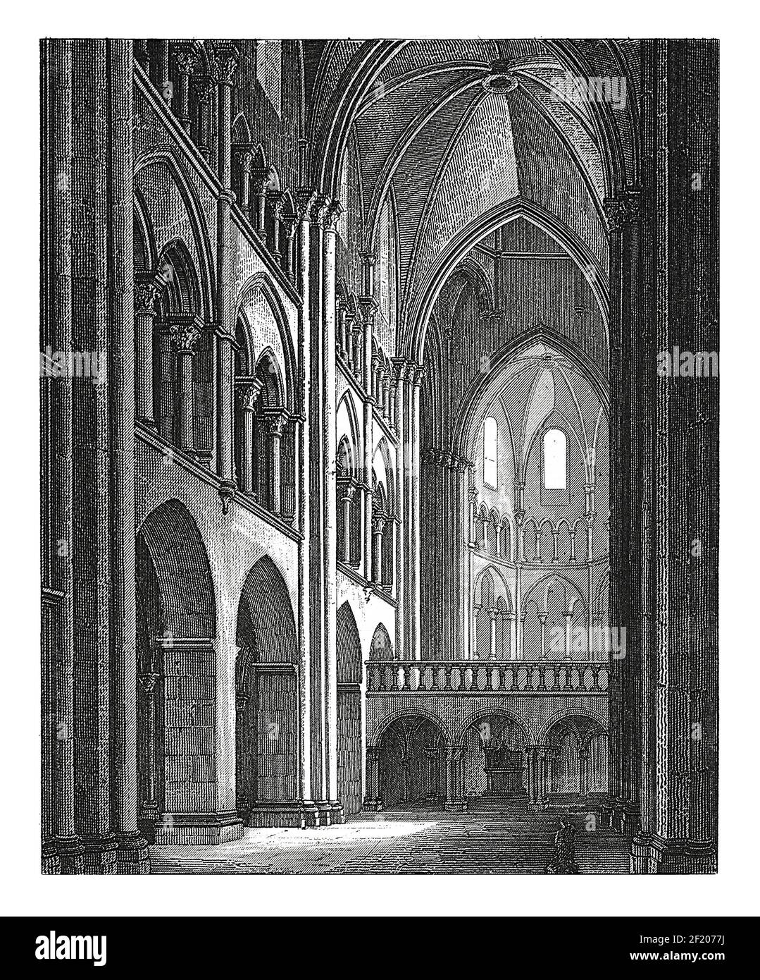 Antique 19th-century illustration of interior of Limburg Cathedral. Published in Systematischer Bilder-Atlas zum Conversations-Lexikon, Ikonographisch Stock Photo