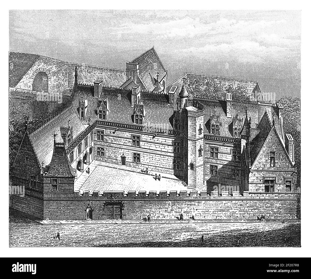 Antique 19thcentury illustration of Musee de Cluny in Paris, France