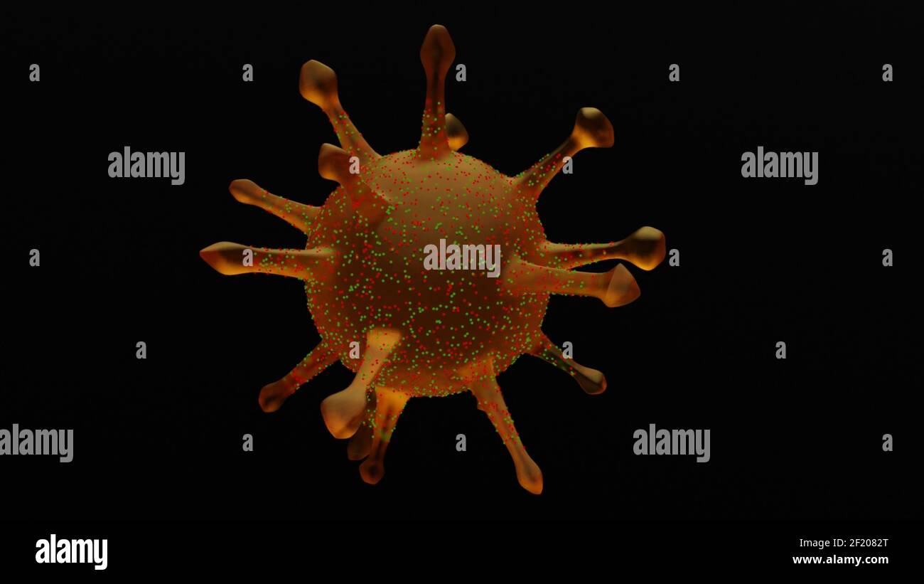 A 3D rendering of human bacteria and virus cells isolated on the black ...