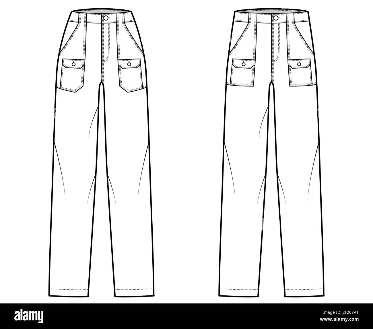 Cargo pants pants technical drawing Stock Vector Images - Alamy