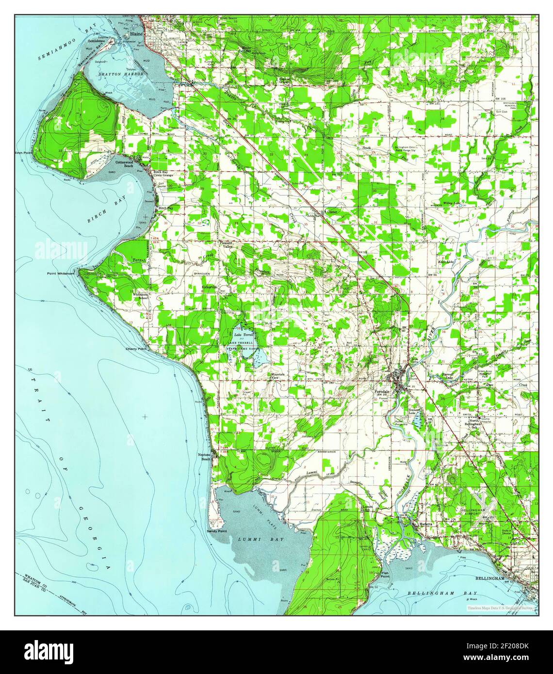 Blaine, Washington, map 1952, 1:62500, United States of America by Timeless Maps, data U.S. Geological Survey Stock Photo