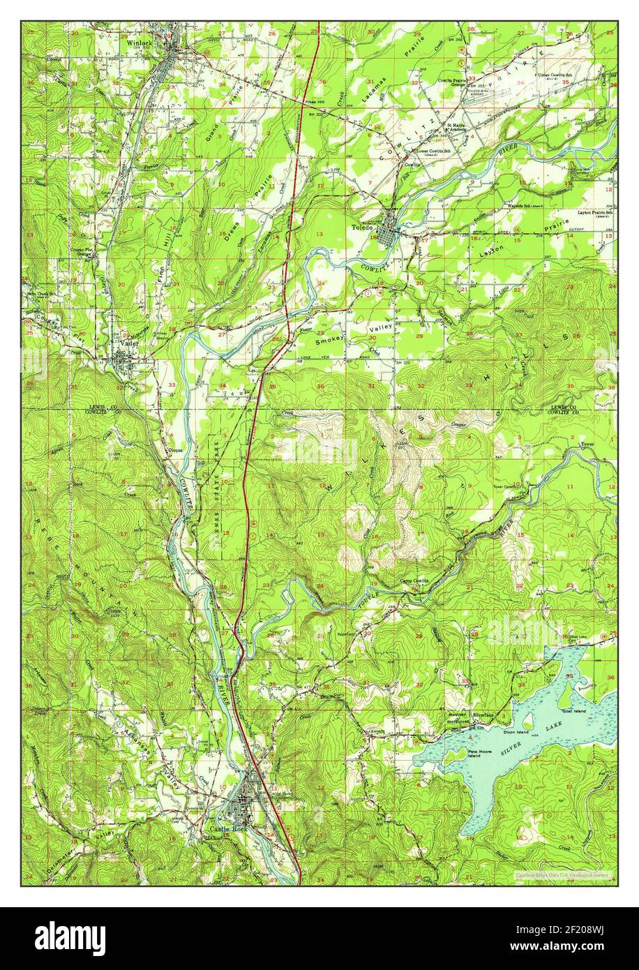 Castle Rock, Washington, map 1953, 162500, United States of America by