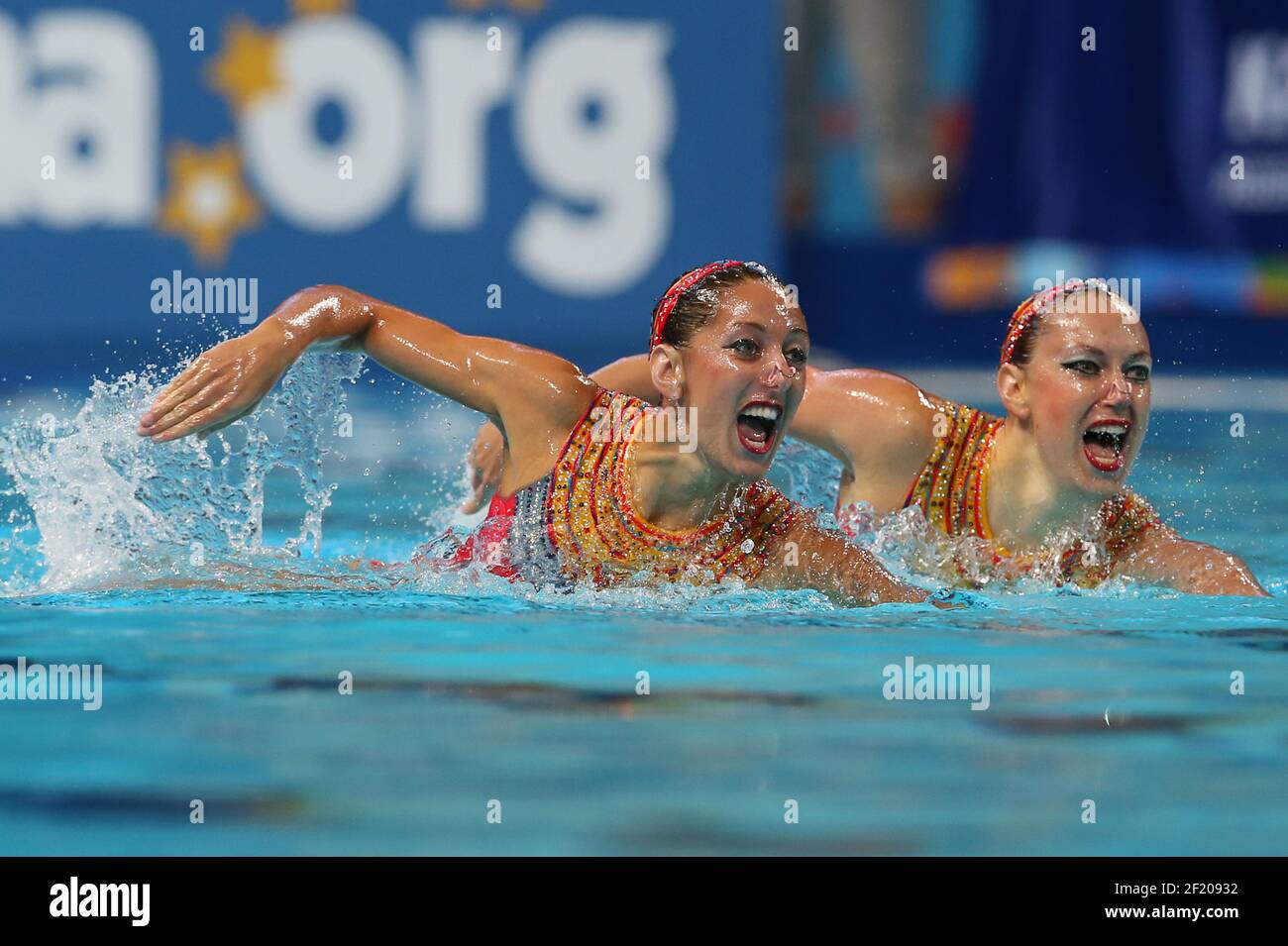 Margaux Chretien and Laura Auge for France compete on Duet Free Final in Synchronised Swimming during the 16th Fina World Championships 2015, in Kazan, Russia, Day 7, on July 30, 2015 - Photo Stephane Kempinaire / KMSP / DPPI Stock Photo