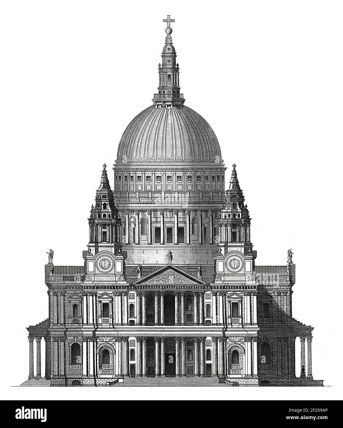 19th-century engraving of St Paul's Cathedral in London, England. Published in Systematischer Bilder-Atlas zum Conversations-Lexikon, Ikonographische Stock Photo