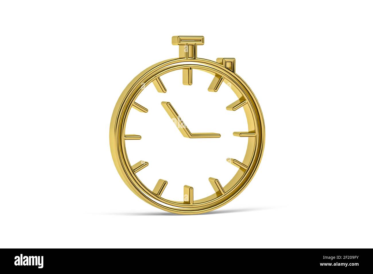 Golden 3d stopwatch icon isolated on white background - 3D render Stock ...