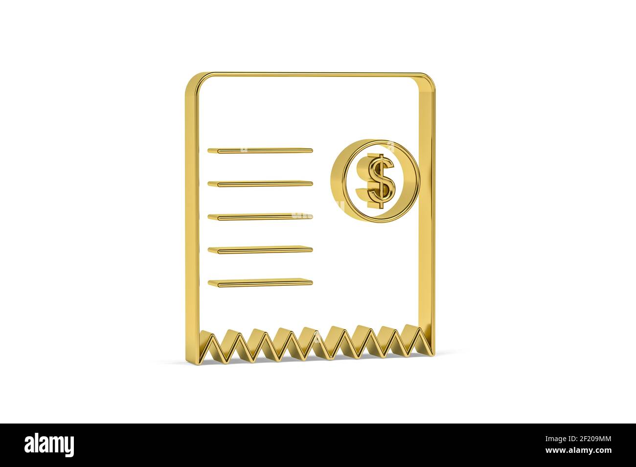 Golden 3d invoice icon isolated on white background - 3D render Stock ...