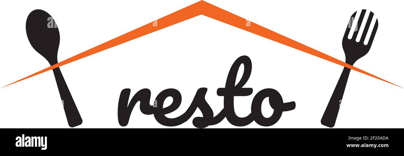 Restaurant logo design with fork and spoon as pillar template Stock Vector