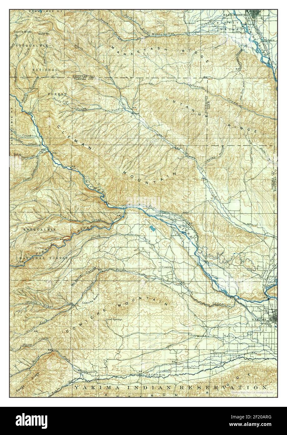 Ellensburg, Washington, map 1899, 1125000, United States of America by