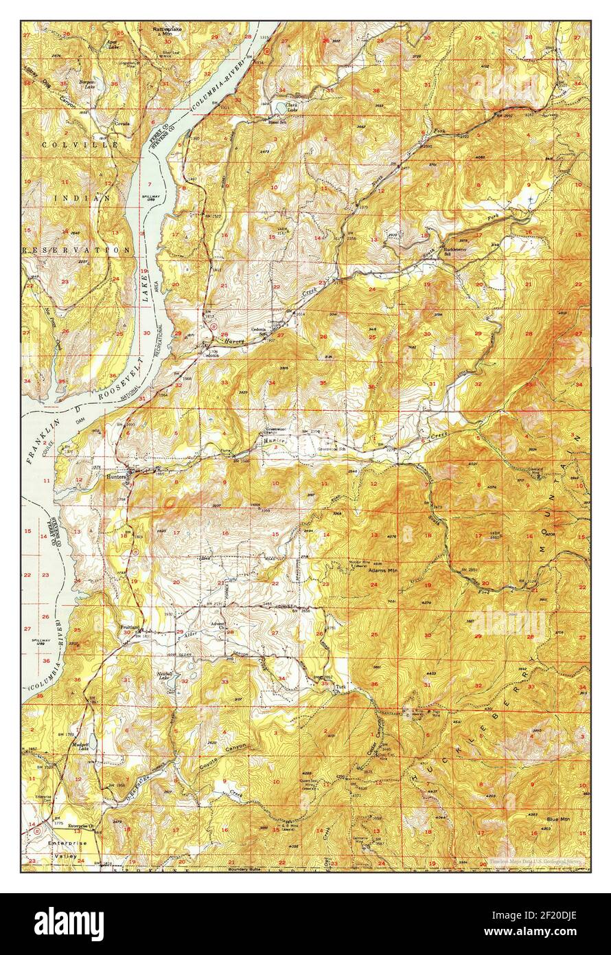 Hunters, Washington, map 1950, 162500, United States of America by