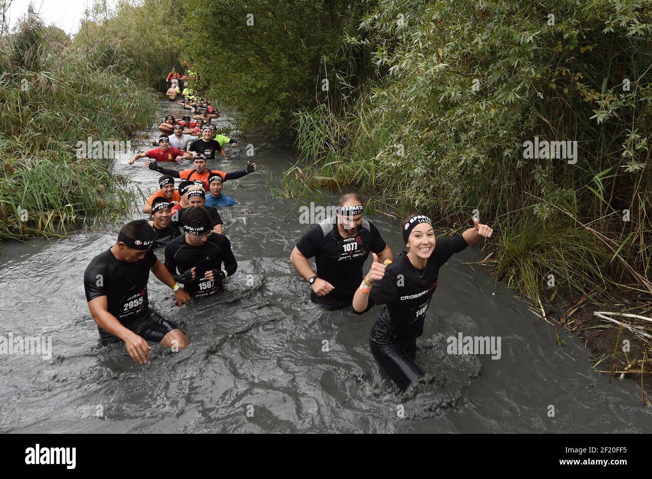 during the Reebok Spartan Race in Jablines, on September 19, 2015