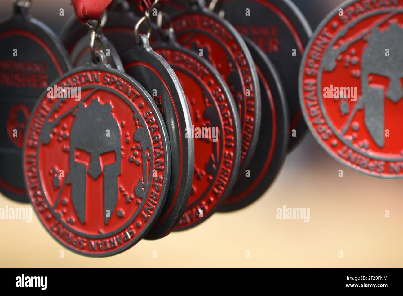 Medals of Spartan Race during the Reebok Spartan Race in Jablines, September 19, 2015. The