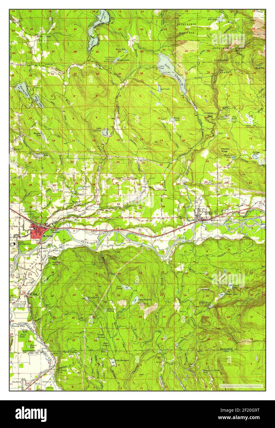 Monroe, Washington, map 1956, 162500, United States of America by