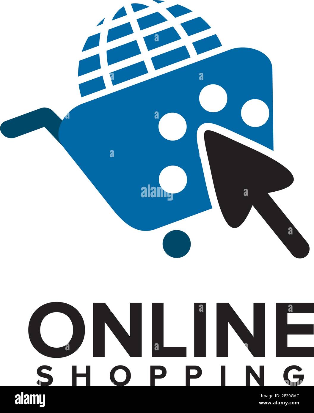Click online shop logo with trolley icon vector template Stock Vector