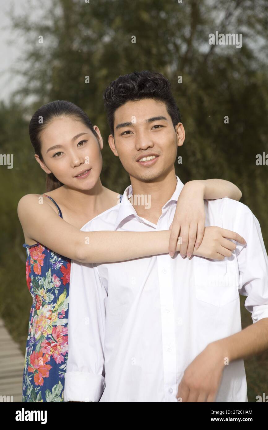 A young couple in the park for an outing Stock Photo