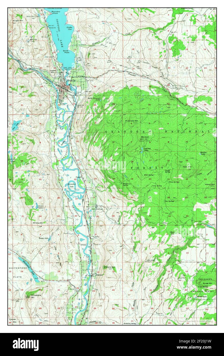 Oroville, Washington, map 1957, 1:62500, United States of America by Timeless Maps, data U.S. Geological Survey Stock Photo