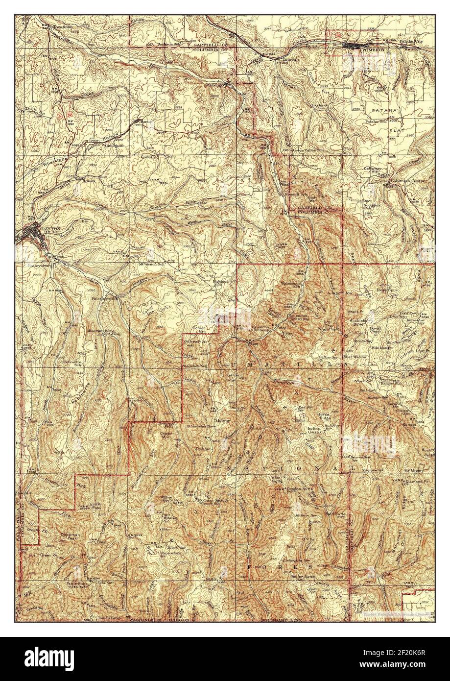 Pomeroy, Washington, map 1942, 1125000, United States of America by