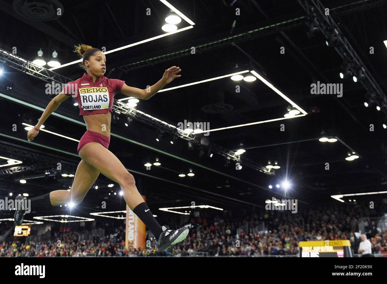 Yulimar Rojas from Venezuala competes in the triple jump during the IAAF World Indoor Championships at Oregon Convention Center, in Portland, USA, on March 19, 2016 - Photo Philippe Millereau / KMSP / DPPI Stock Photo