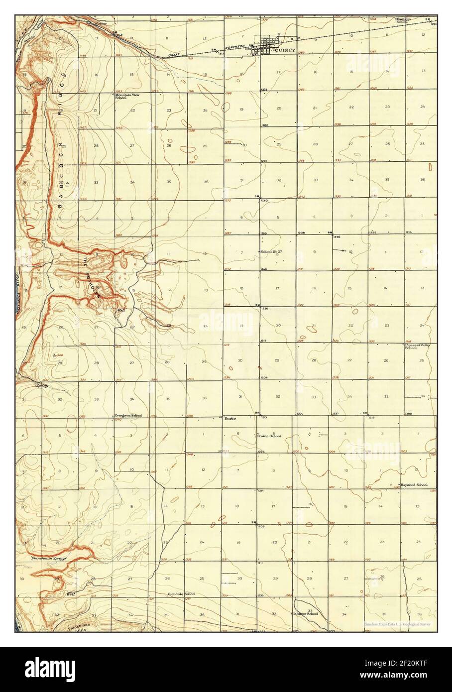 Quincy, Washington, map 1910, 1:62500, United States of America by Timeless Maps, data U.S. Geological Survey Stock Photo