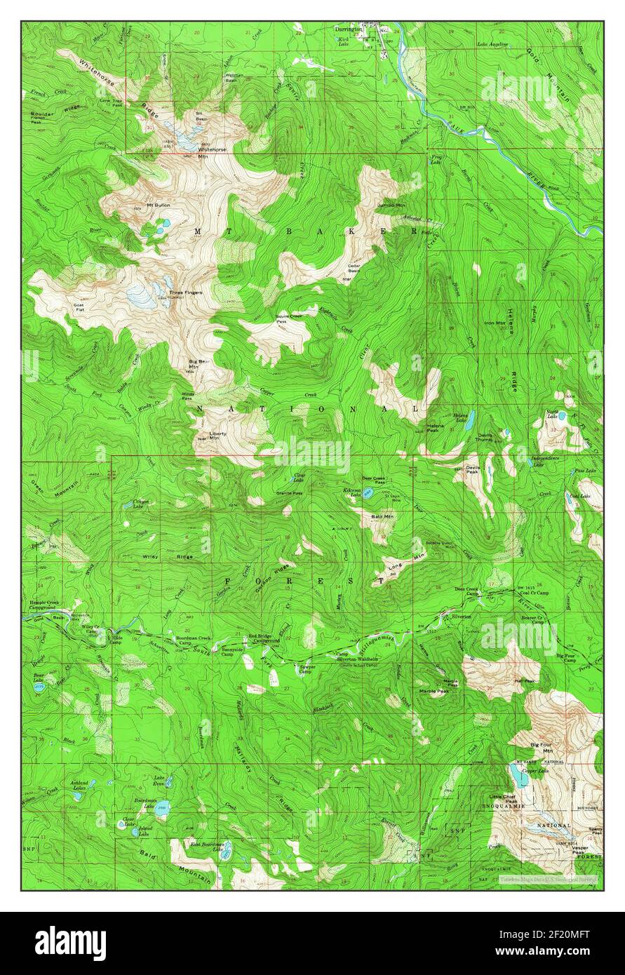 Silverton, Washington, map 1957, 1:62500, United States of America by Timeless Maps, data U.S. Geological Survey Stock Photo