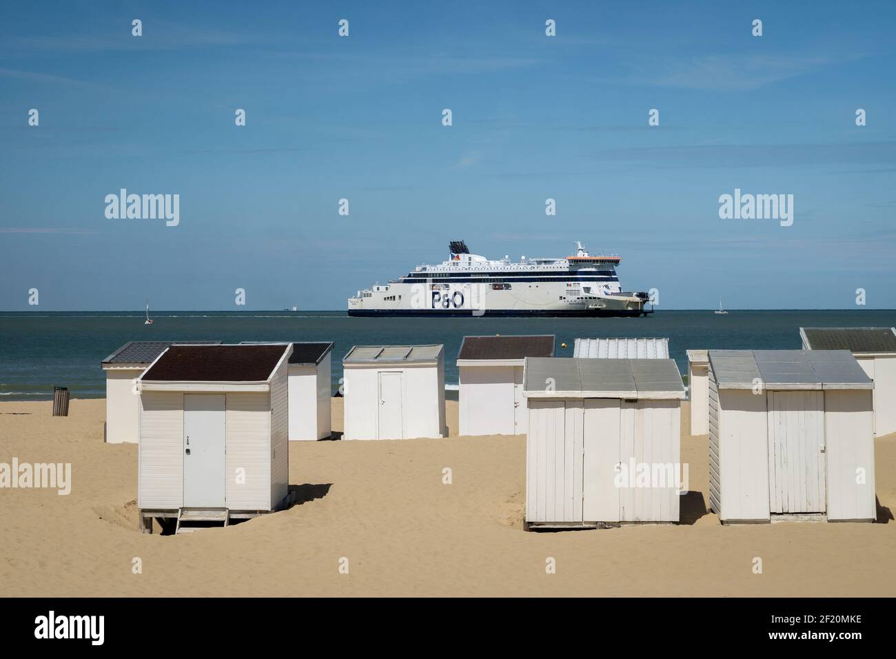 Ferry from Dover sailing towards the port of Calais. Stock Photo