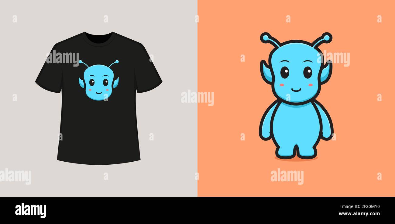 Baby alien t shirt style and trendy clothing design with alien mascot