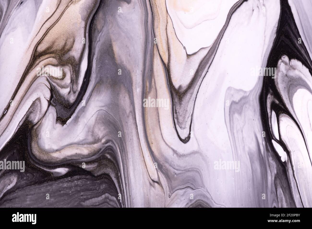 Abstract fluid art background black and white colors. Liquid marble ...