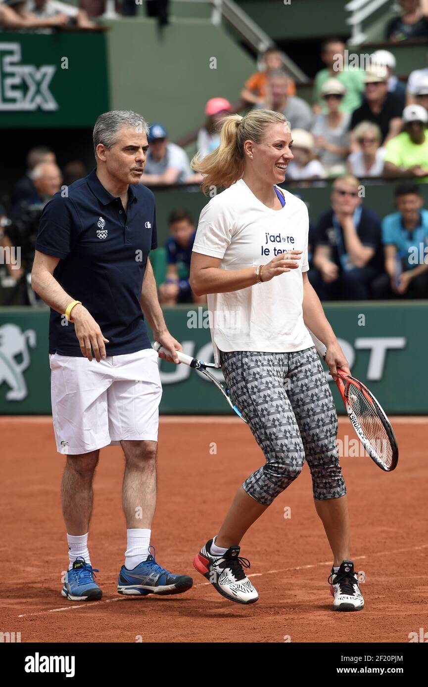 Jean-Philippe Gatien and Angelique Kerber during the Roland Garros French  Tennis Open 2016, Childrens Day,
