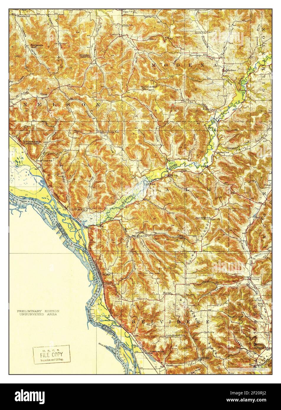 Alma, Wisconsin, map 1932, 162500, United States of America by