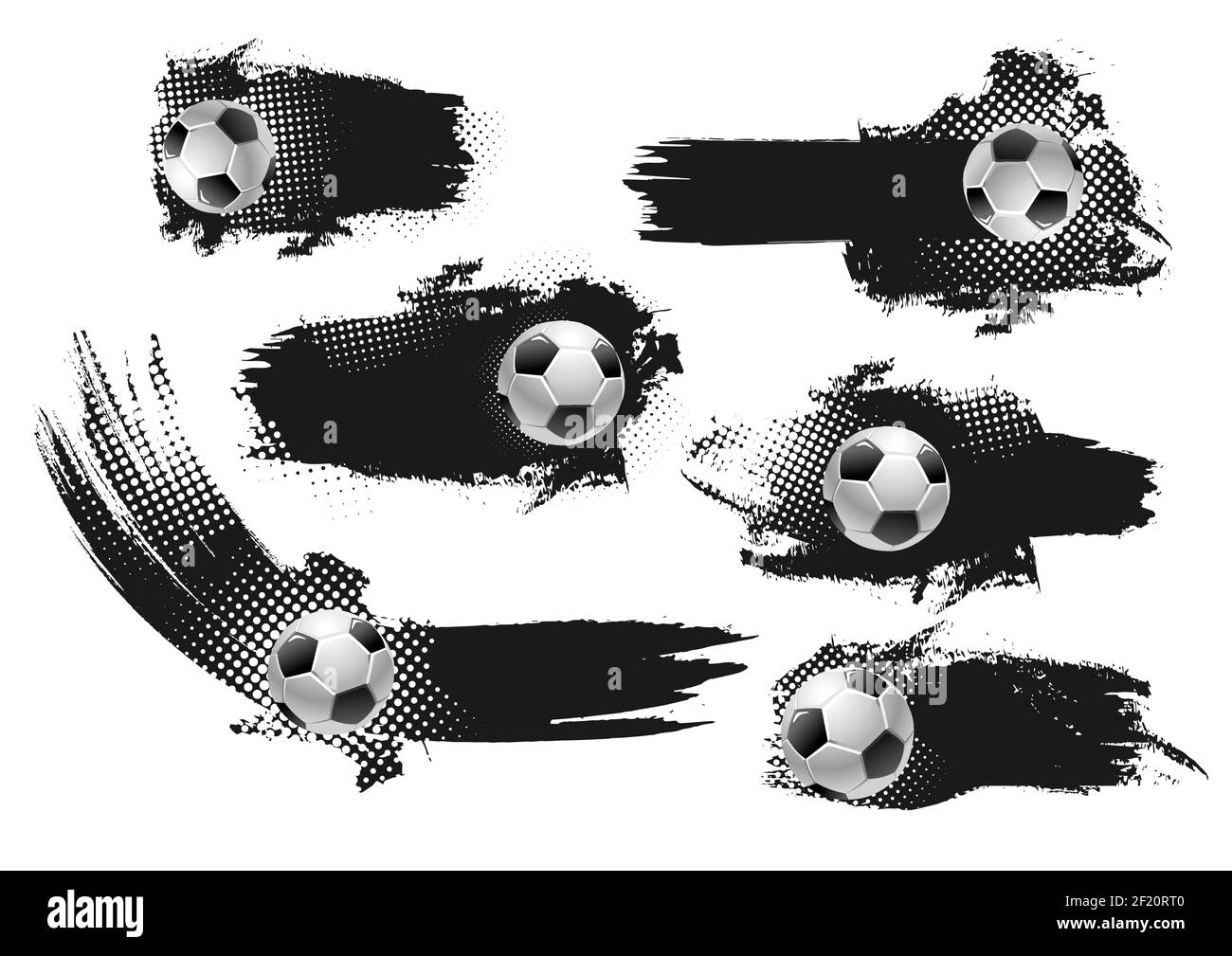 Soccer football banners blank templates, sport game icons with football