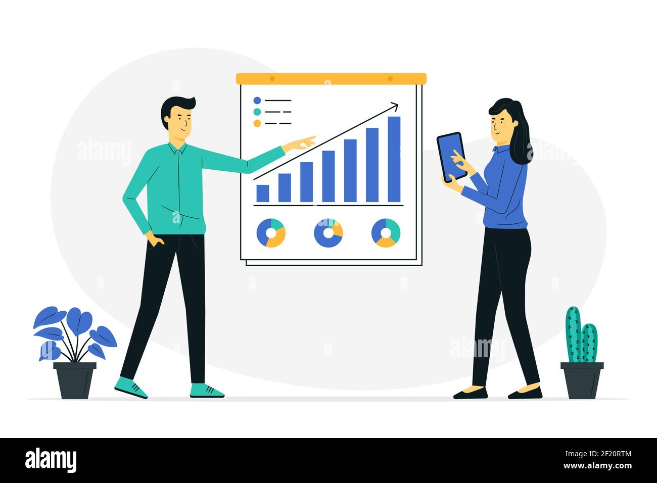 Business plan concept illustration. Business concept. Two people are