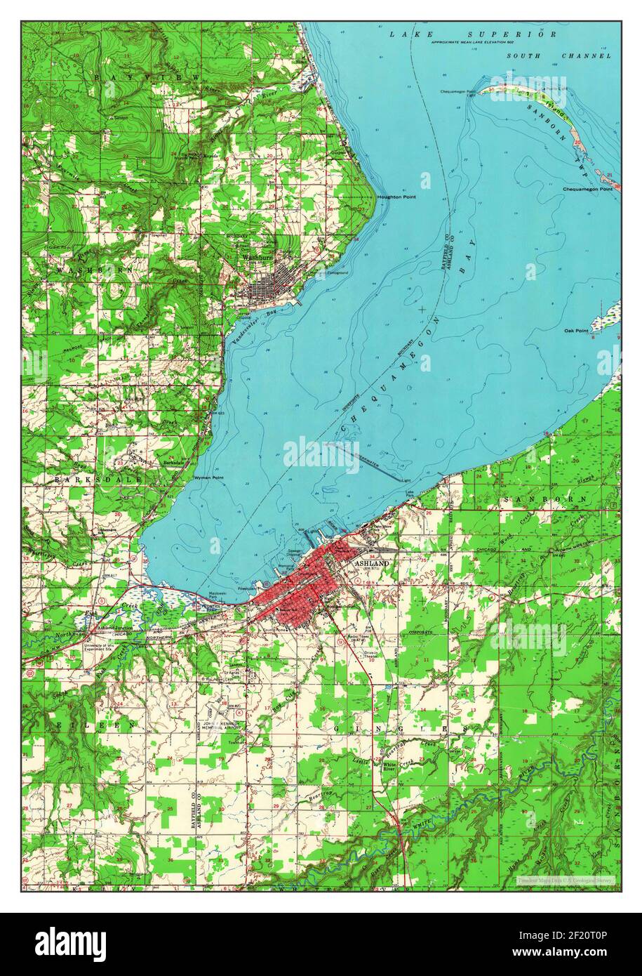 Ashland, Wisconsin, map 1964, 162500, United States of America by