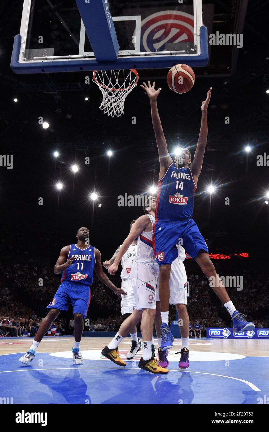 France's Alexis Ajinca during the Friendly Game Basket Ball Match between  France and Serbia, at AccorHotels Arena (Bercy), in Paris, France, on June  21, 2016 - Photo Philippe Millereau / KMSP / DPPI Stock Photo - Alamy